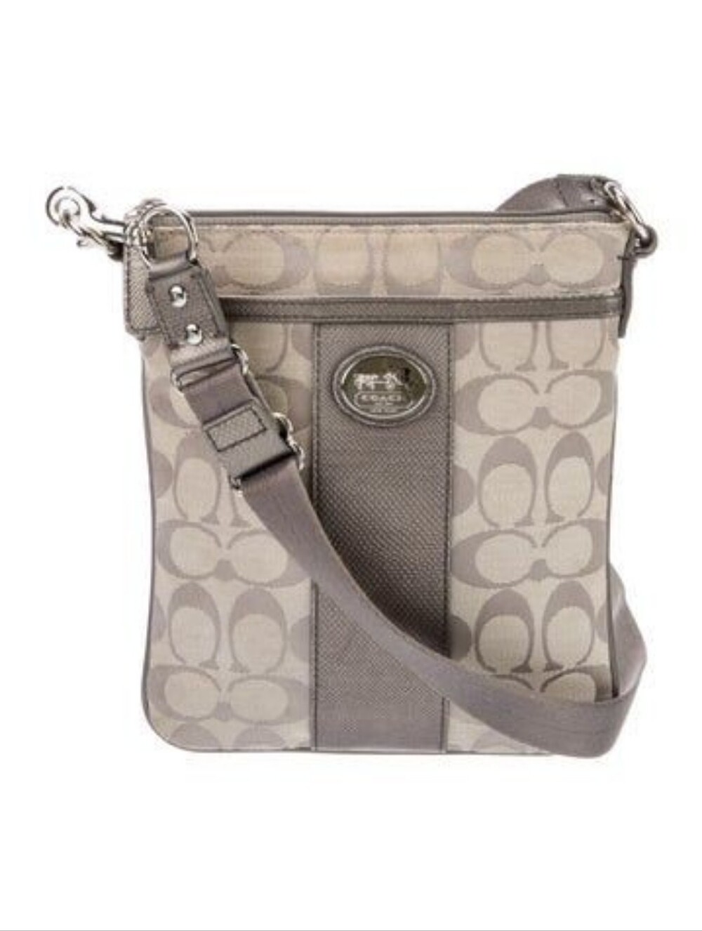 Coach Gray Monogram Print Leather Legacy Swingpack Crossbody Bag